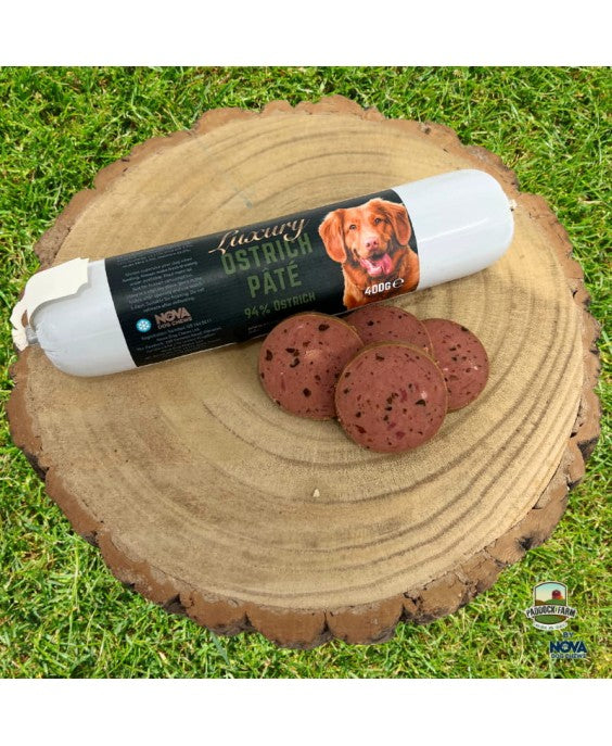 Strutienos paštetas šunims „Luxury Ostrich Pâté 94%“ 400g