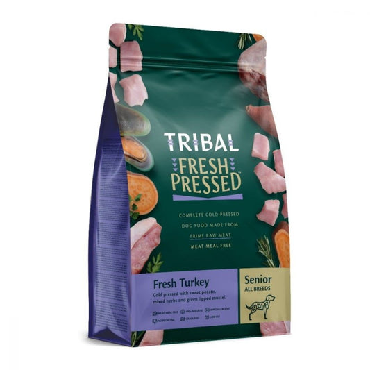 Dietinis maistas šunims ir senjorams, kalakutiena šalto spaudimo „Fresh Pressed Turkey – SENIOR/Light“, TRIBAL
