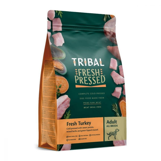 Maistas šunims, kalakutiena šalto spaudimo „Fresh Pressed Turkey – ADULT“, TRIBAL