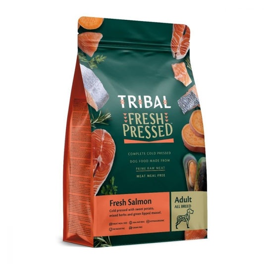 Maistas šunims, lašiša šalto spaudimo „Fresh Pressed Salmon – ADULT“, TRIBAL