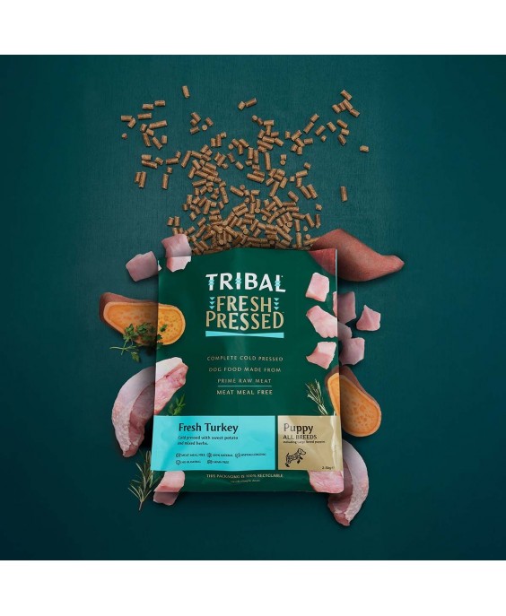 Maistas šuniukams, kalakutiena šalto spaudimo „Fresh Pressed Turkey - PUPPY“, TRIBAL
